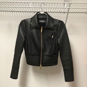 Authentic DSQUARED2 Leather Jacket Black 2US (XS) Patent Leather RARE!